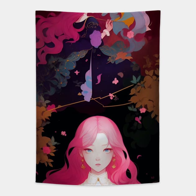 Girl Manhwa Illustration Tapestry by Aresshya