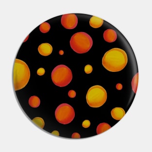 Yellow, Orange and Red Polka Dots (With Black Background) Pin