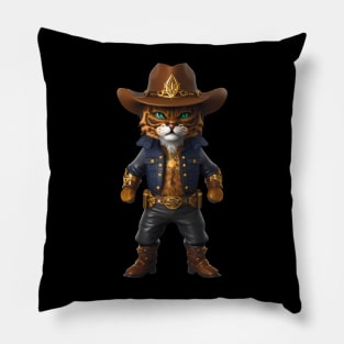 Western Whiskers: Cute Cat in Cowboy Hat and Boots Pillow