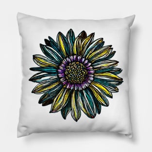 Colored Flower Drawing Pillow