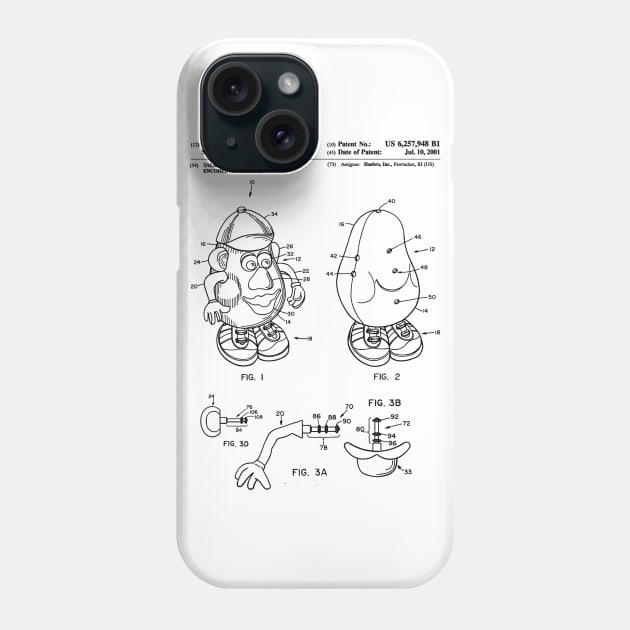 Mr.Potato Head Patent Black Phone Case by Luve