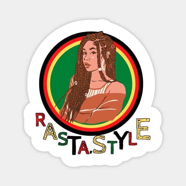 woman of Rastafari culture accompanied by multicolored writing Magnet by JENNEFTRUST