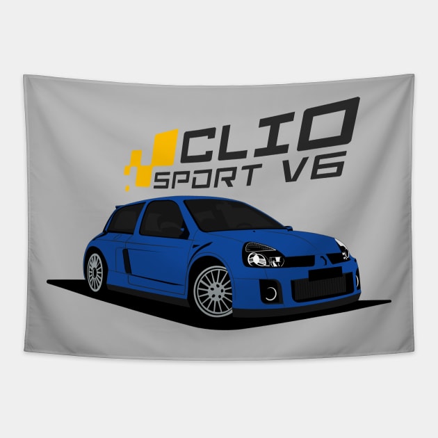 Renault Clio V6 (Blue) Tapestry by AutomotiveArt