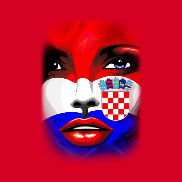 Croatia Flag Beautiful Girl Portrait by BluedarkArt