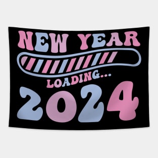 New year 2024 loading pastel wavy design Tapestry