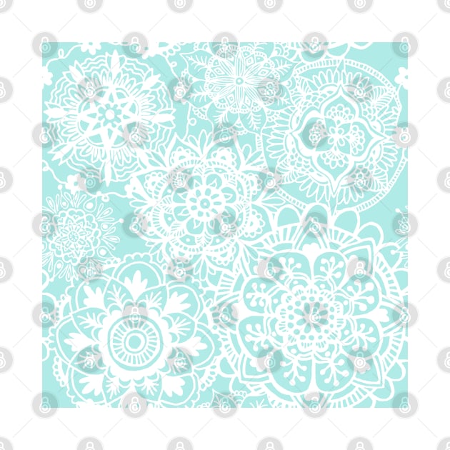 Light Blue and White Mandala Pattern by julieerindesigns