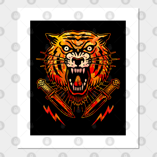 Retro Tiger Vintage Tattoo Flash American Traditional - Vintage Tattoo - Posters and Art Prints | TeePublic Retro Tiger Vintage Tattoo Flash American Traditional - Vintage Tattoo - Posters and Art Prints | TeePublic