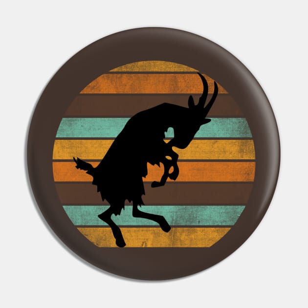 Billy Goat Silhouette Retro Sunset Pin by GypsyBluegrassDesigns