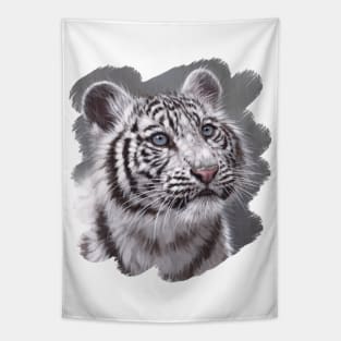 White Tiger Cub painting Tapestry