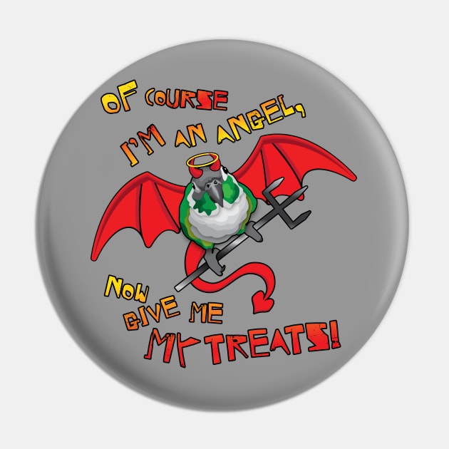 Green Cheek Conure Halloween Devil Pin by TheStuffInBetween