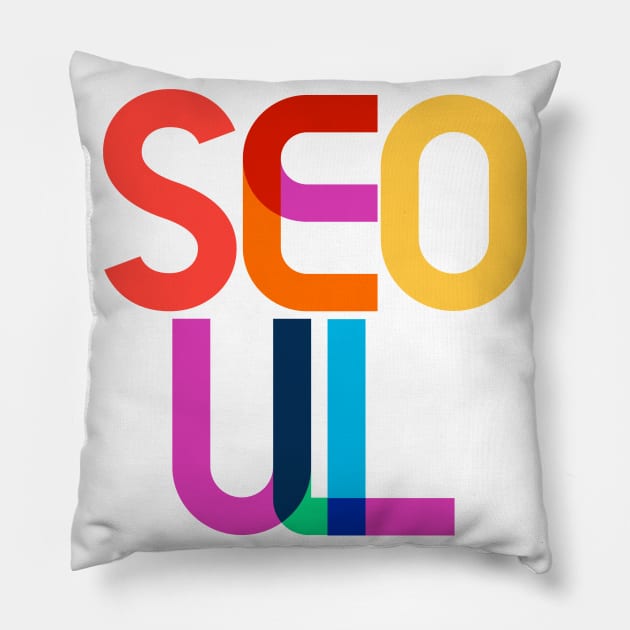 Seoul South Korea Pop Art Letters Pillow by Hashtagified