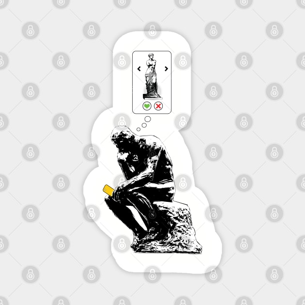 Rodin Thinker Statue Dating App for Art History Geek Magnet by atomguy