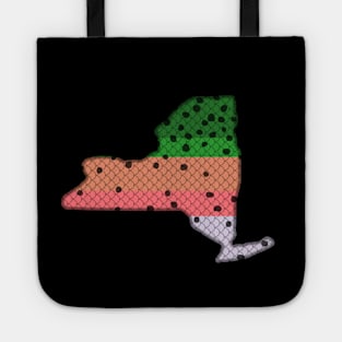 Trout Fishing Rainbow Trout Pattern New York State Map Tote