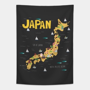 Japan Illustrated Map Tapestry