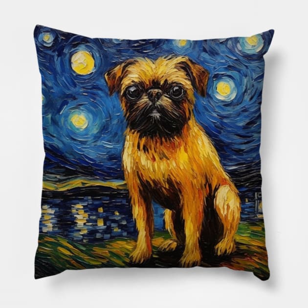 Brussels Griffon painting Pillow by NatashaCuteShop