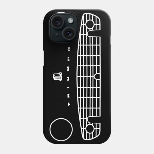 Triumph TR3 classic British roadster sports car minimalist front outline graphic (white) Phone Case