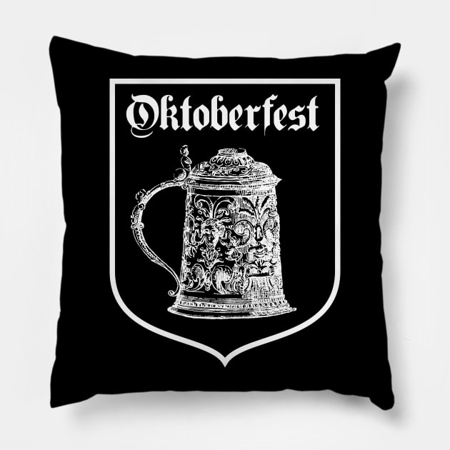 Beer Stein Drawing, Oktoberfest Pillow by cartogram