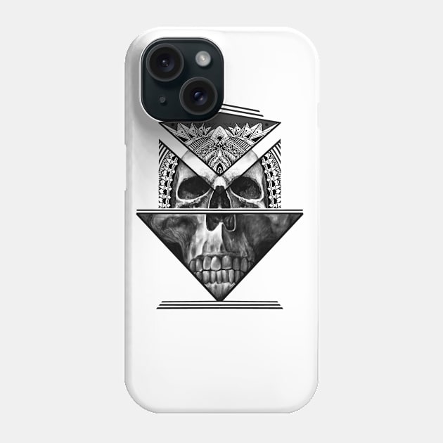 SKULL ORNAMENTAL POLYNESIAN BLACK WHITE Phone Case by asulokal