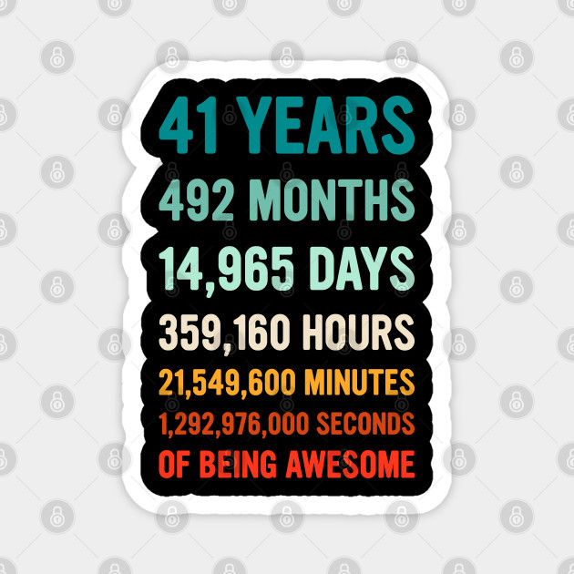 41st Birthday Countdown Of Being Awesome Happy Birthday Funny T 41st Birthday T 