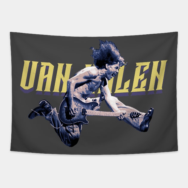 Jumping Val Halen Tapestry by Mugo Muncarsol