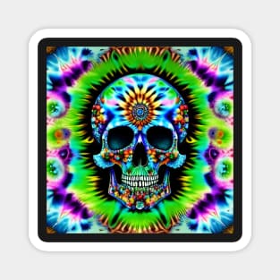 Skull Tie Dye Psychedelic Trippy Festival Hippie Neon Magnet