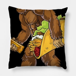 Bigfoot carrying Taco and beer Pillow