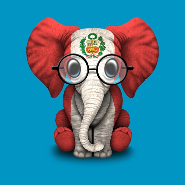 Baby Elephant with Glasses and Peruvian Flag by jeffbartels