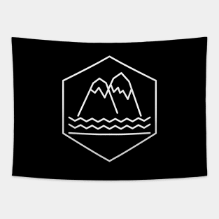 Minimalist Mountains and Waves Tapestry