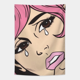 Pastel Pink Sad Girl Tapestry