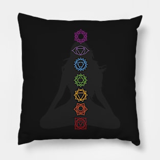 Bohemian Yogi Illustration: Mindfulness Girl Silhouette for Yoga Lovers Pillow