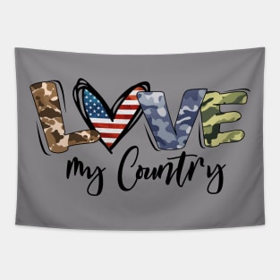 Patriotic design - Love my country USA Tapestry