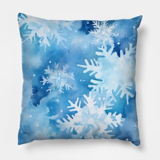 Snowflakes Blue Winter Christmas Pillow