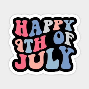 Groovy Happy 4th of July American Retro Patriotic USA Magnet