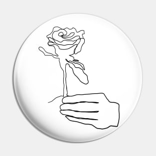 Holding Rose One Line Art Pin