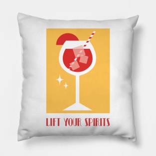 Lift your spirits, Aperol Spritz, Cocktail art, Retro print, Alcohol Pillow