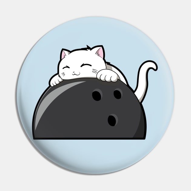 Cute Cat Hugging A Bowling Ball Pin by The Kitten Gallery