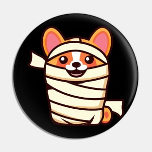 Corgi Mummy Costume Halloween Retro Colorful Pin