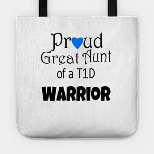 Proud Great Aunt - Black Text - Blue Heart Tote