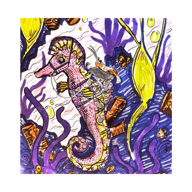 Shrimp & Seahorse Fun Art by HeartonSleeves