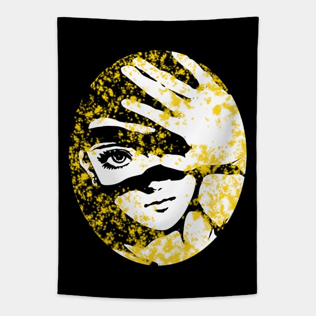 Punk Fashion Style Oval Yellow Glowing Girl Tapestry by Punk Fashion