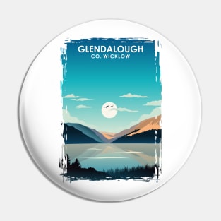 Glendalough Ireland Vintage Minimal Retro Travel Poster Pin