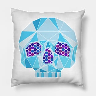 Blue Geometric Skull Pillow