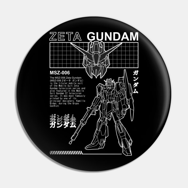 ZETA GUNDAM MSZ-006 BLACK WHITE STREETWEAR SHIRT Pin by Gundam Artwork