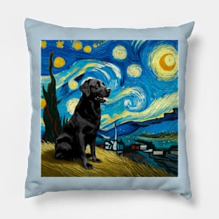 Black Lab Starry Night Pillow