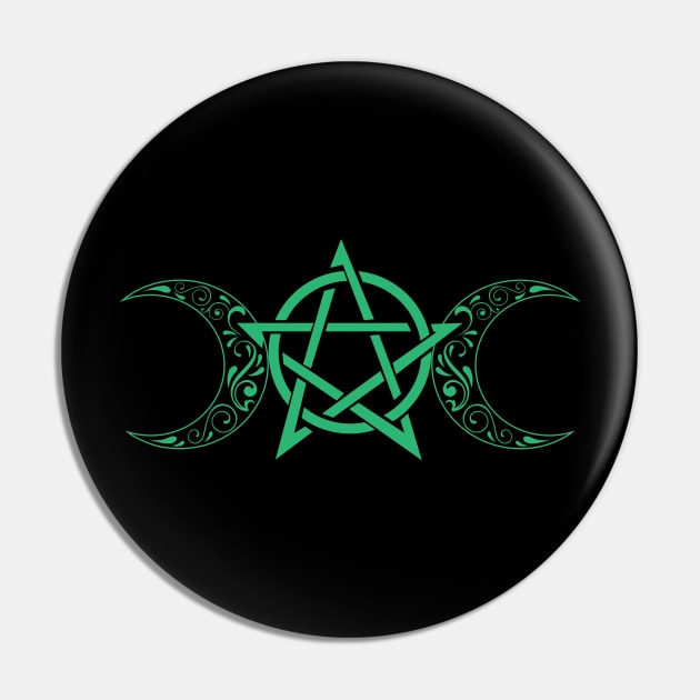 Pentacle and Moon in Green Pin by O GRIMLEY