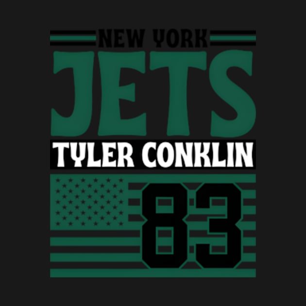 New York Jets Conklin 83 American Flag Football by Lonacrumton