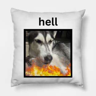 Husky Squinting Simple Hell Fire Square Pillow