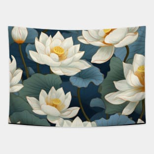 Serenity Blooms: Timeless Lotus Flower Pattern Tapestry