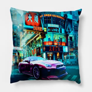 Car Retro Tokyo Synthwave Pillow
