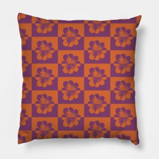 Retro Floral Pattern - Purple Orange Pillow